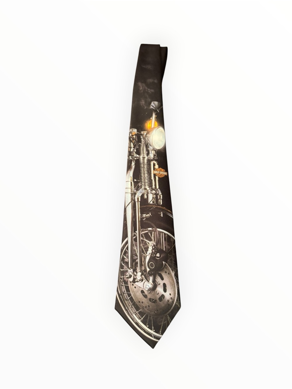 Harley-Davidson Black Tie with Motorcycle Front Wheel Graphic